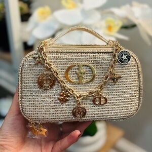 Chic Designer Women's Bag with Gold Accents